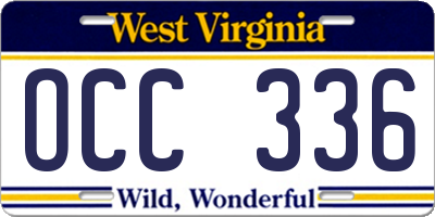 WV license plate OCC336