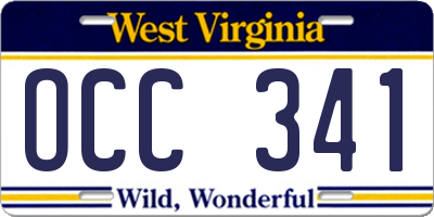 WV license plate OCC341