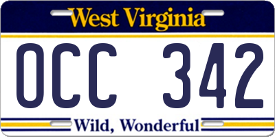 WV license plate OCC342