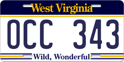WV license plate OCC343