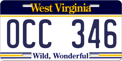 WV license plate OCC346