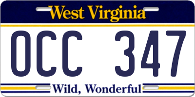 WV license plate OCC347