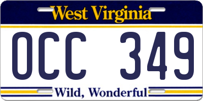 WV license plate OCC349