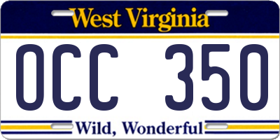WV license plate OCC350