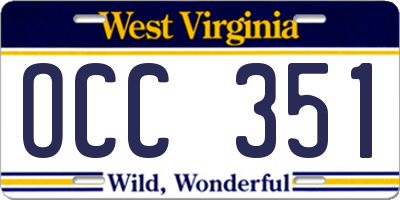 WV license plate OCC351