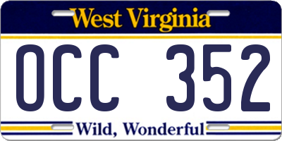 WV license plate OCC352