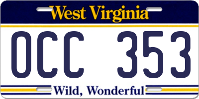 WV license plate OCC353