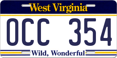 WV license plate OCC354