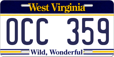 WV license plate OCC359