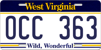 WV license plate OCC363