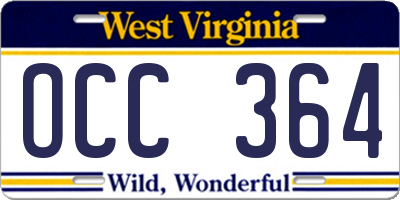 WV license plate OCC364