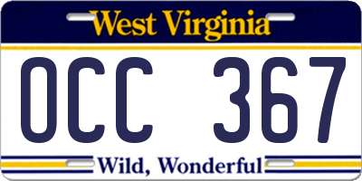 WV license plate OCC367