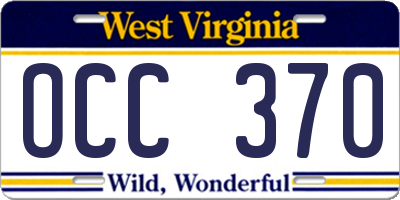 WV license plate OCC370