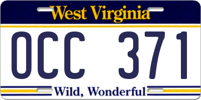 WV license plate OCC371