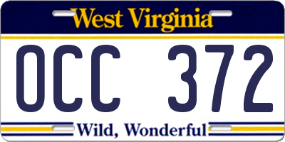 WV license plate OCC372