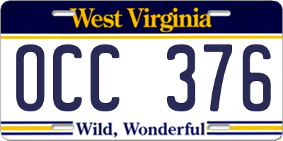 WV license plate OCC376