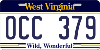 WV license plate OCC379