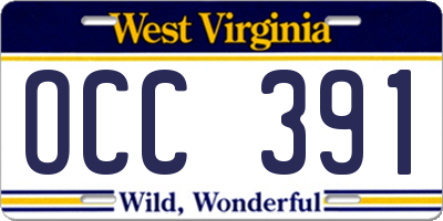 WV license plate OCC391