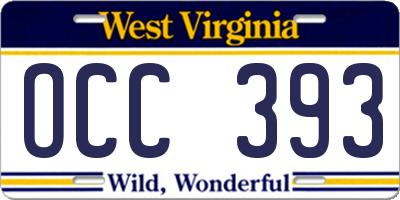 WV license plate OCC393