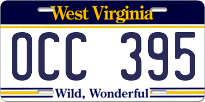 WV license plate OCC395