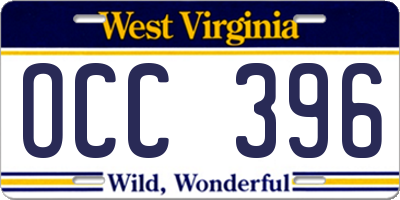WV license plate OCC396