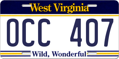 WV license plate OCC407