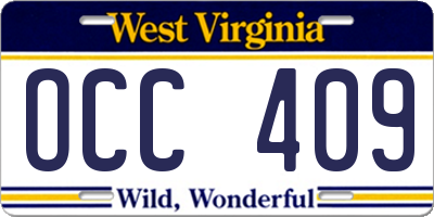 WV license plate OCC409
