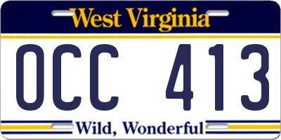 WV license plate OCC413