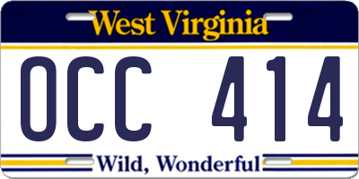 WV license plate OCC414