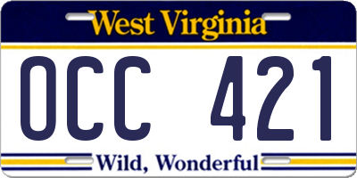 WV license plate OCC421