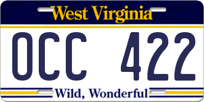 WV license plate OCC422