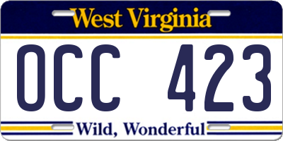 WV license plate OCC423