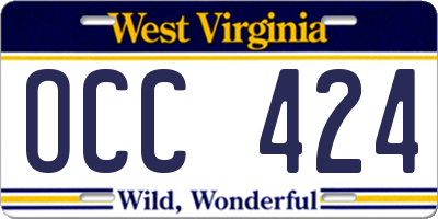 WV license plate OCC424