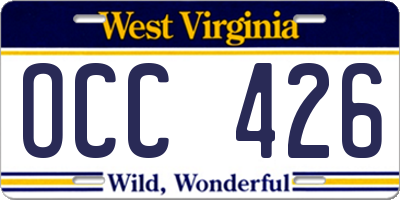 WV license plate OCC426