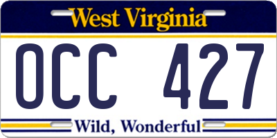 WV license plate OCC427