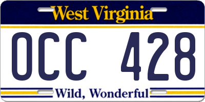 WV license plate OCC428