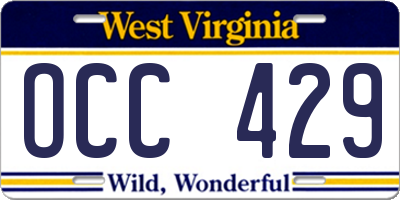 WV license plate OCC429