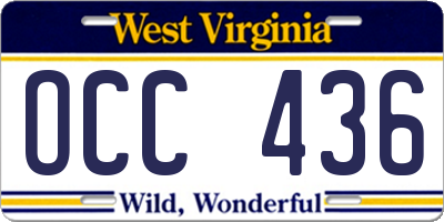 WV license plate OCC436