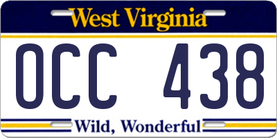 WV license plate OCC438