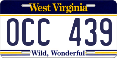 WV license plate OCC439