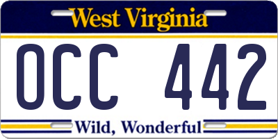 WV license plate OCC442