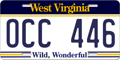 WV license plate OCC446