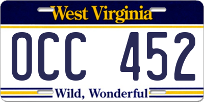 WV license plate OCC452