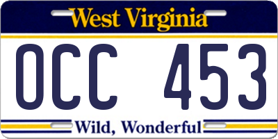 WV license plate OCC453