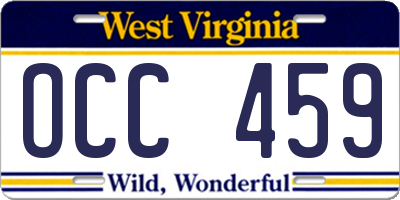 WV license plate OCC459