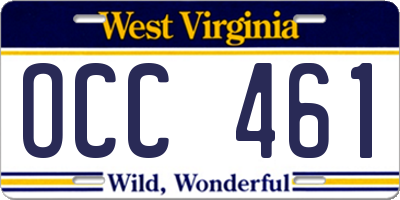WV license plate OCC461