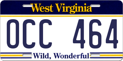 WV license plate OCC464