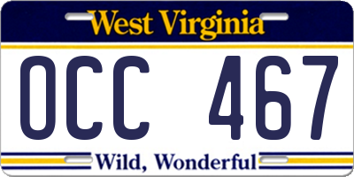 WV license plate OCC467