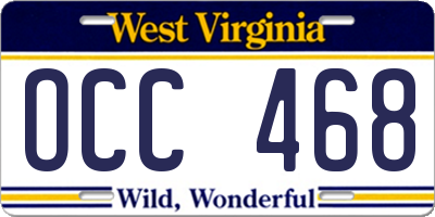 WV license plate OCC468
