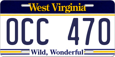WV license plate OCC470